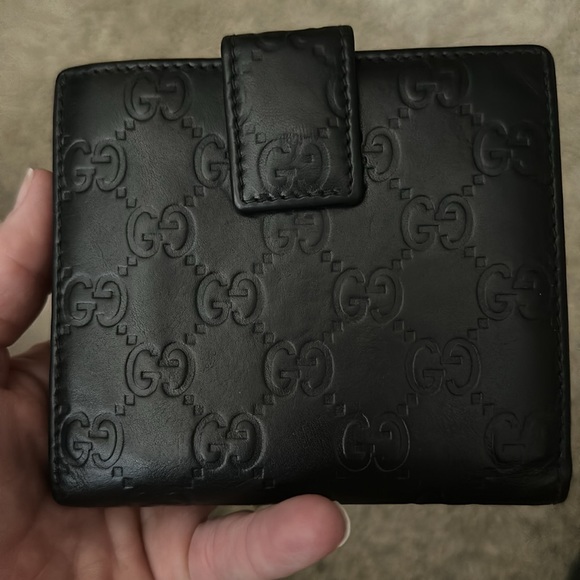 GUCCI Black leather  bi fold GG Guccisima Wallet Authentic Vintage - Picture 2 of 8